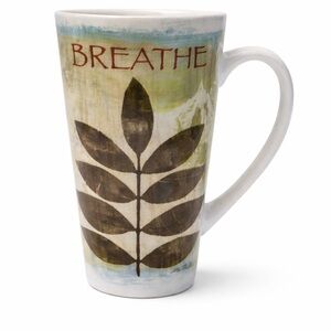 Gibson Home Michael Mullan “Breathe” Tall Latte Coffee Mug Botanical Cup